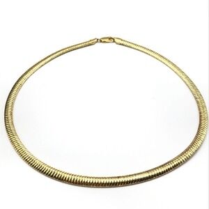 Milor 925 Italy Sterling Silver Gold Plated Flat Omega Chain Necklace 17"